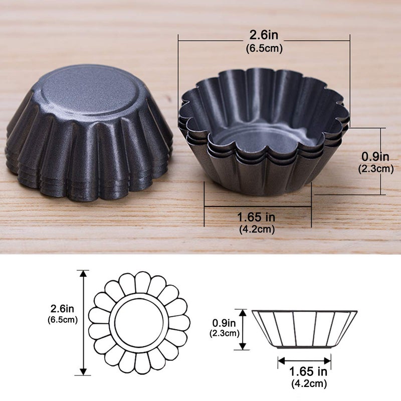 Amytalk 12 Packs Egg Tart Mold, Size 2.6 x 0.9inch, Cupcake Cake Muffin Mold Tin Pan Baking Tool, Carbon Steel - Image 2